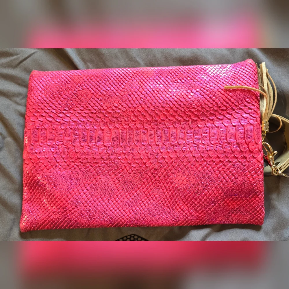 Pink Snake Print Makeup Bag